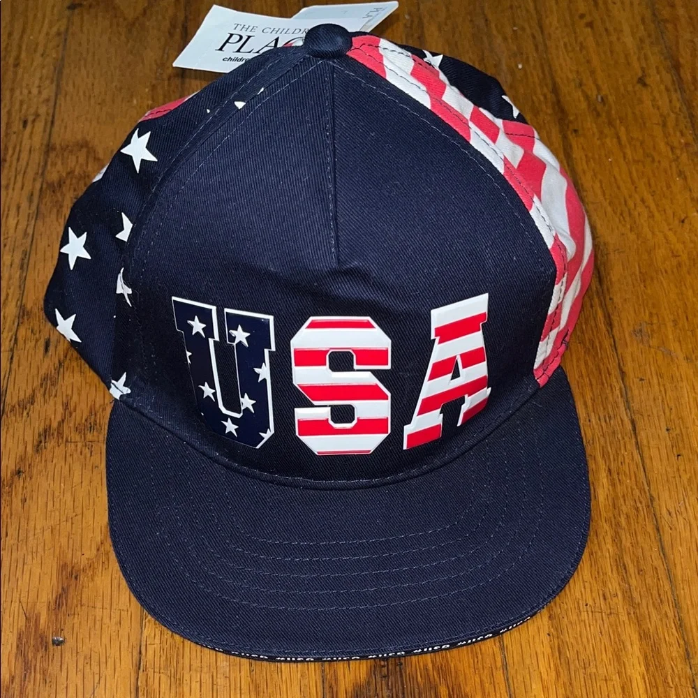 NWT The Children’s Place Kids Patriotic USA Snapback Hat - Navy Red White Small